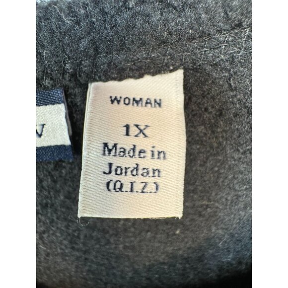 Croft & Barrow Womens Embroidered Cardinal Fleece Jacket 1X Black Red Floral - Picture 3 of 10